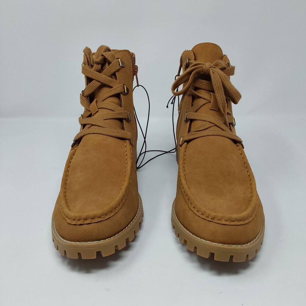 Maurices Lucy Women's Tan Faux Suede Lace Up Ankle Boots Size 10 New